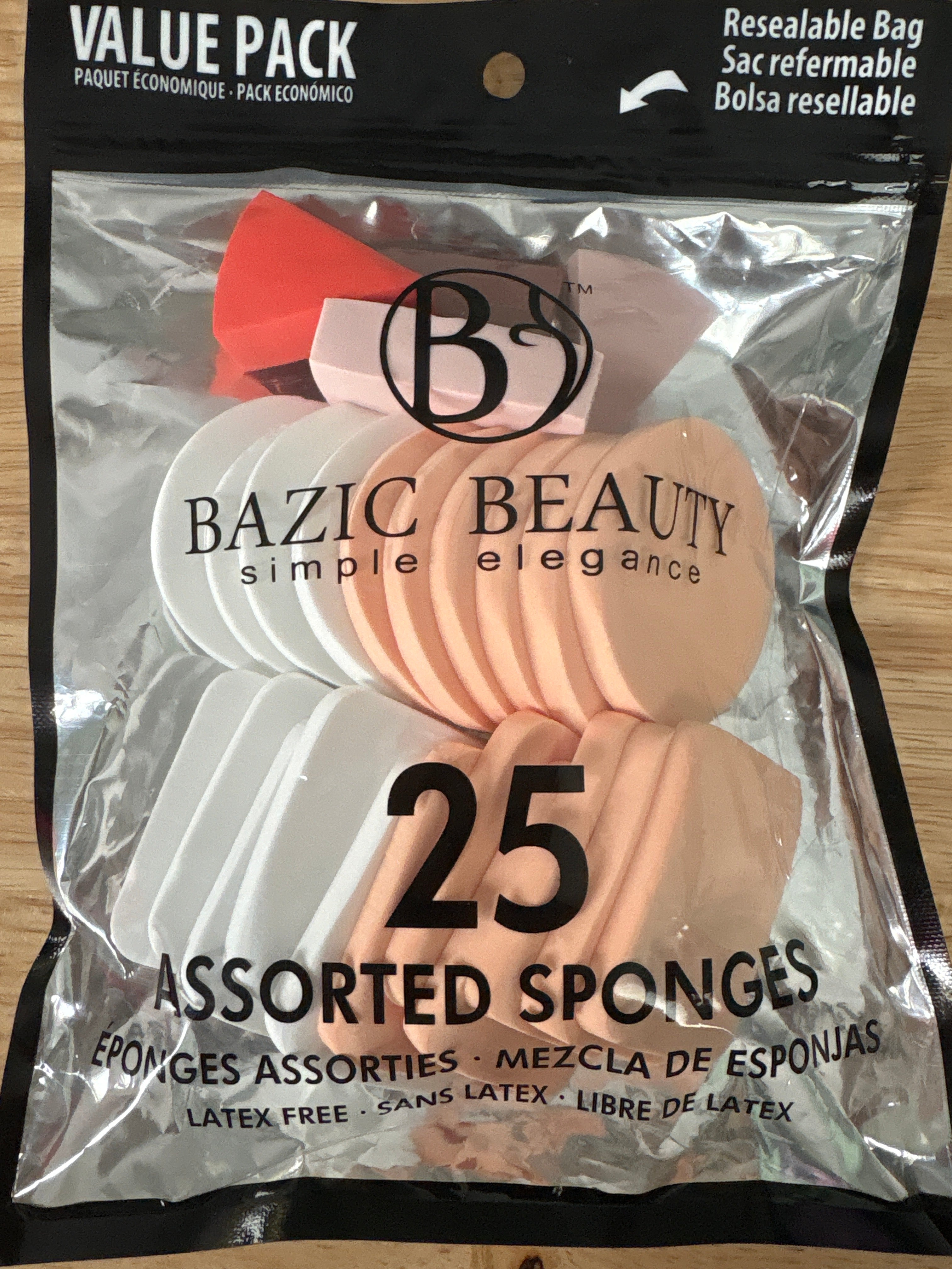 BAZIC BEAUTY 25 ASSORTED SPONGES VALUE PACK