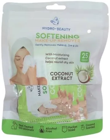 Hydro Beauty Softening Makeup Remover Wipes - Coconut Extract 25ct