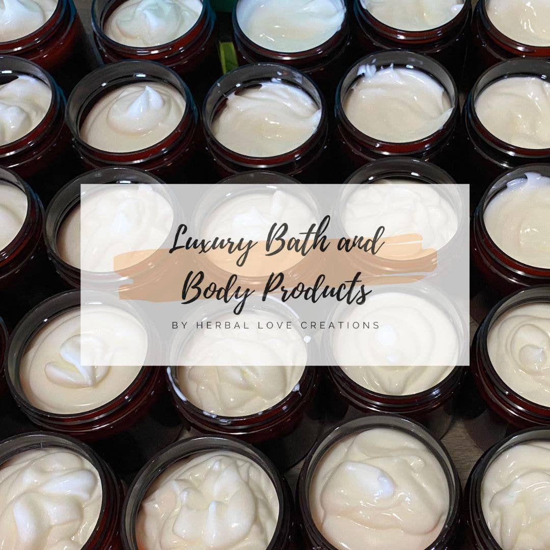 8 oz Unlabeled Triple Butter Body Cream: Clear w/ribbed black top / Cotton candy