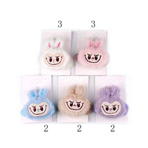 - Plush Monster Bunny Character Face Hair Clips 6 set